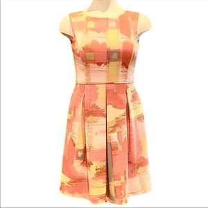 Coral Multi Print Scuba Fit & Flare Dress